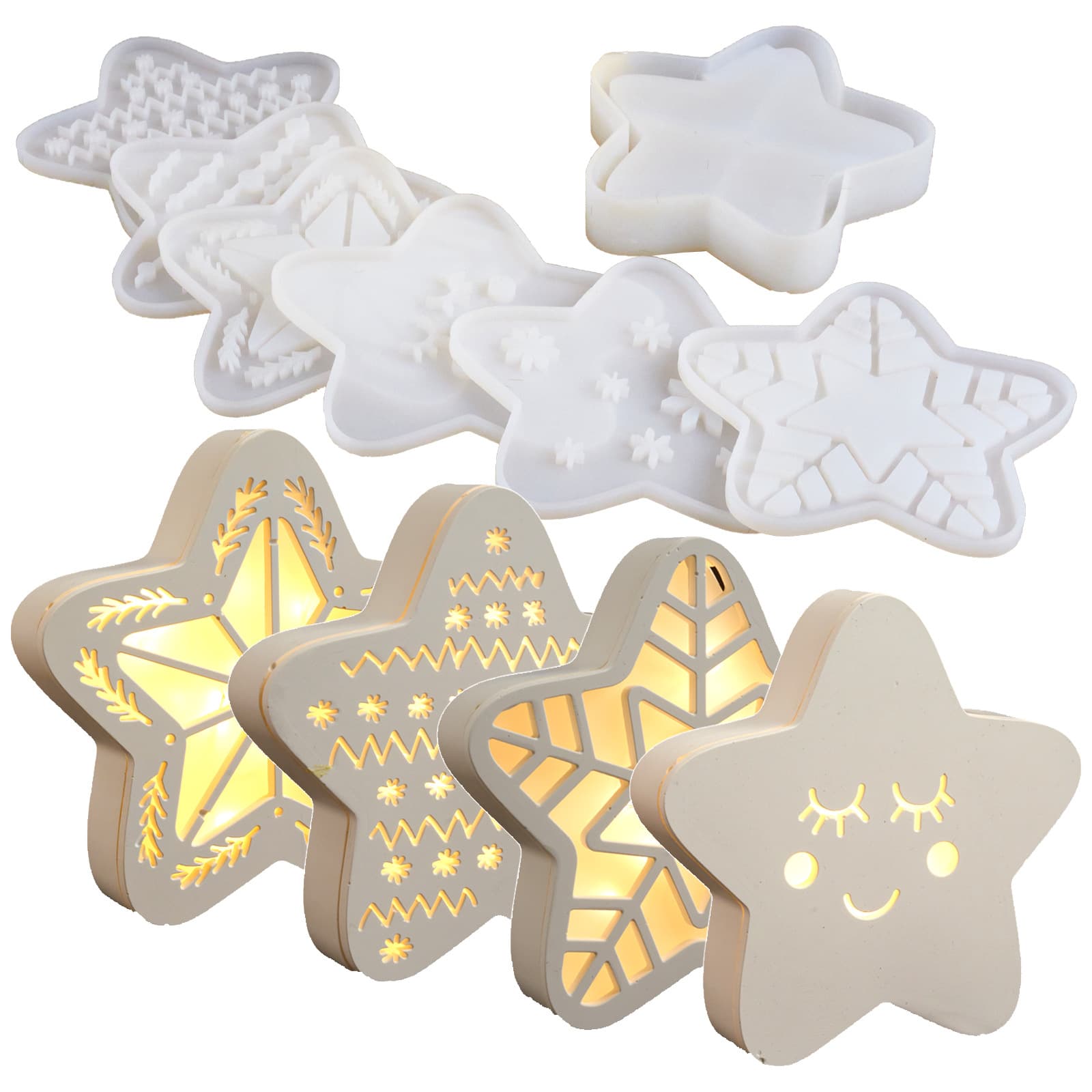 DIY Five-Pointed Star Lamp Stand Silicone Mold Star LED Gypsum Glow-in-the-Dark Silicone Mold for Cross-Border