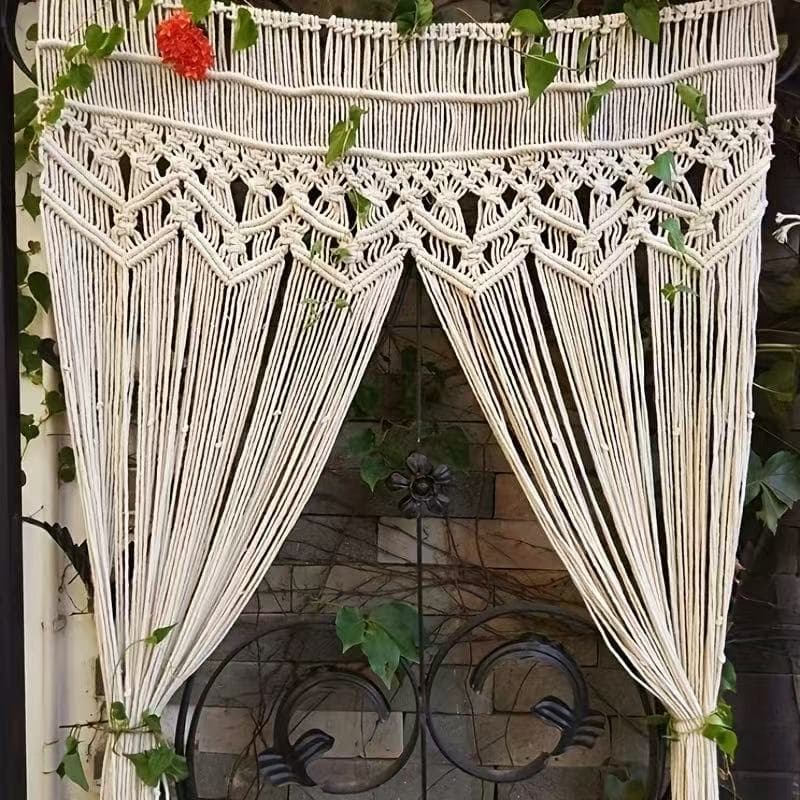 Bohemian Handwoven Tassel Door Curtain Nordic Style Wall Hanging for Living Room, Homestay, Bedroom Door Decor