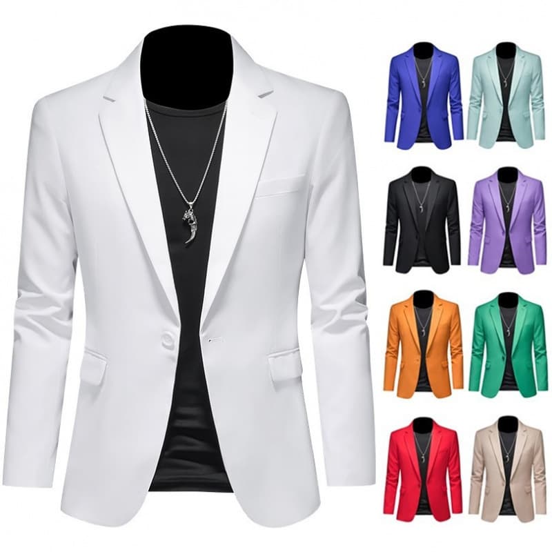 Men's Casual Blazer Solid Color Plus Size Slim Fit Korean Style Party Suit Jacket