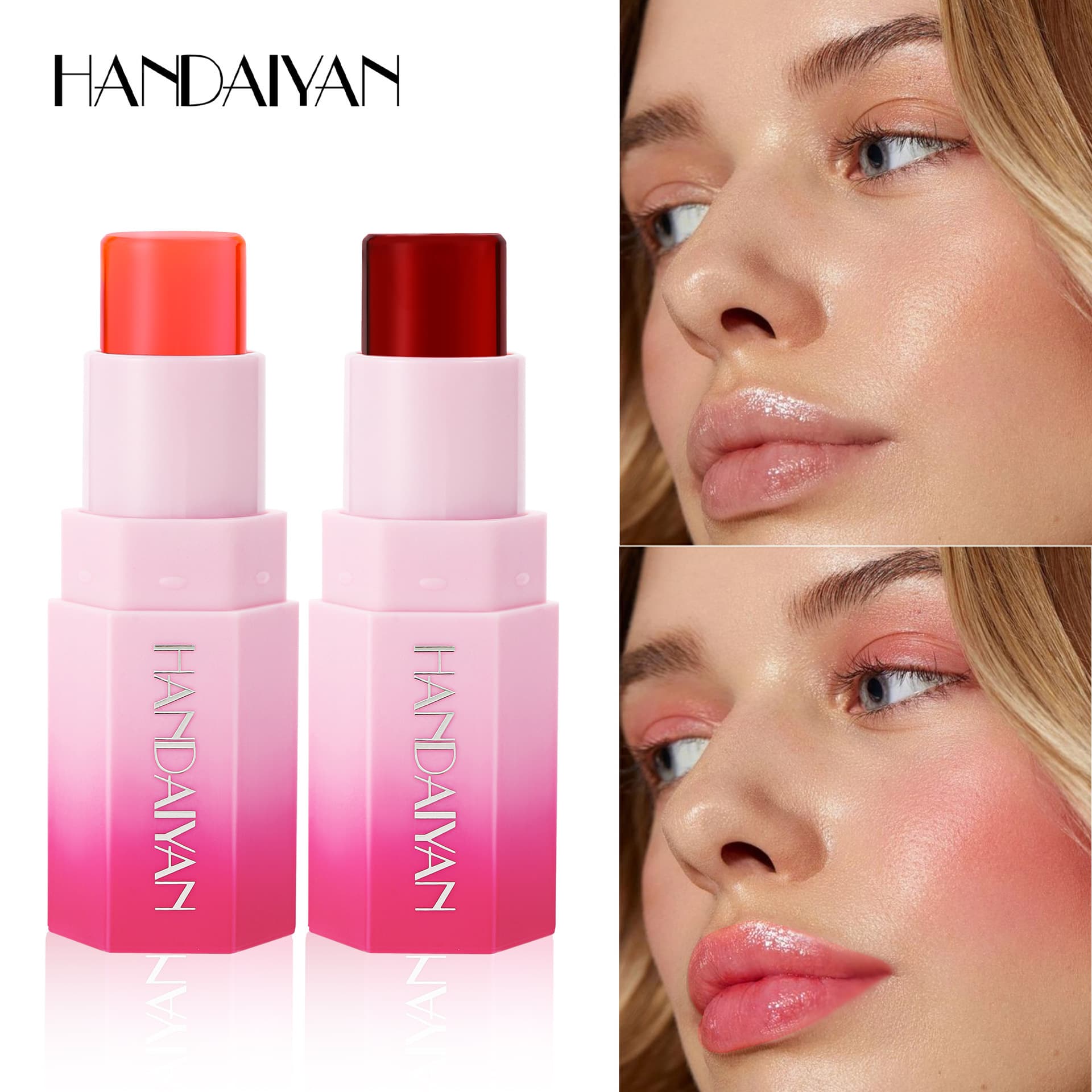 Cross-border matte temperature-changing blush cream handaiyan solid blush highlighter eye shadow multi-purpose cream jelly blush stick
