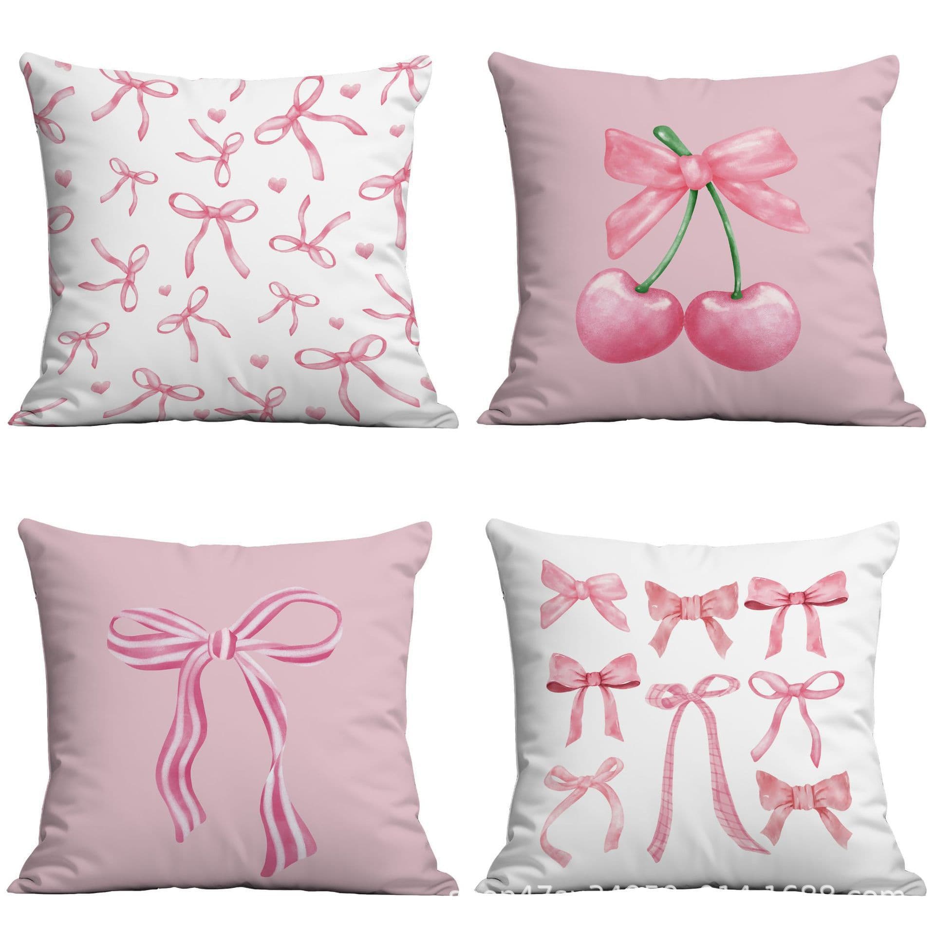 TEMU Cross-border Hot Selling Bowknot Series Throw Pillow Pink Girly Heart Pillow Home Living Room Sofa Decorative Cushion
