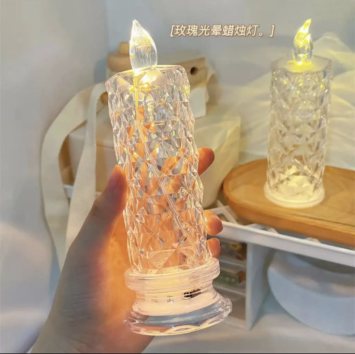 Electronic Birthday and Wedding Candle Ornaments with Rose Patterns, Plastic LED Decorative Prop Lights