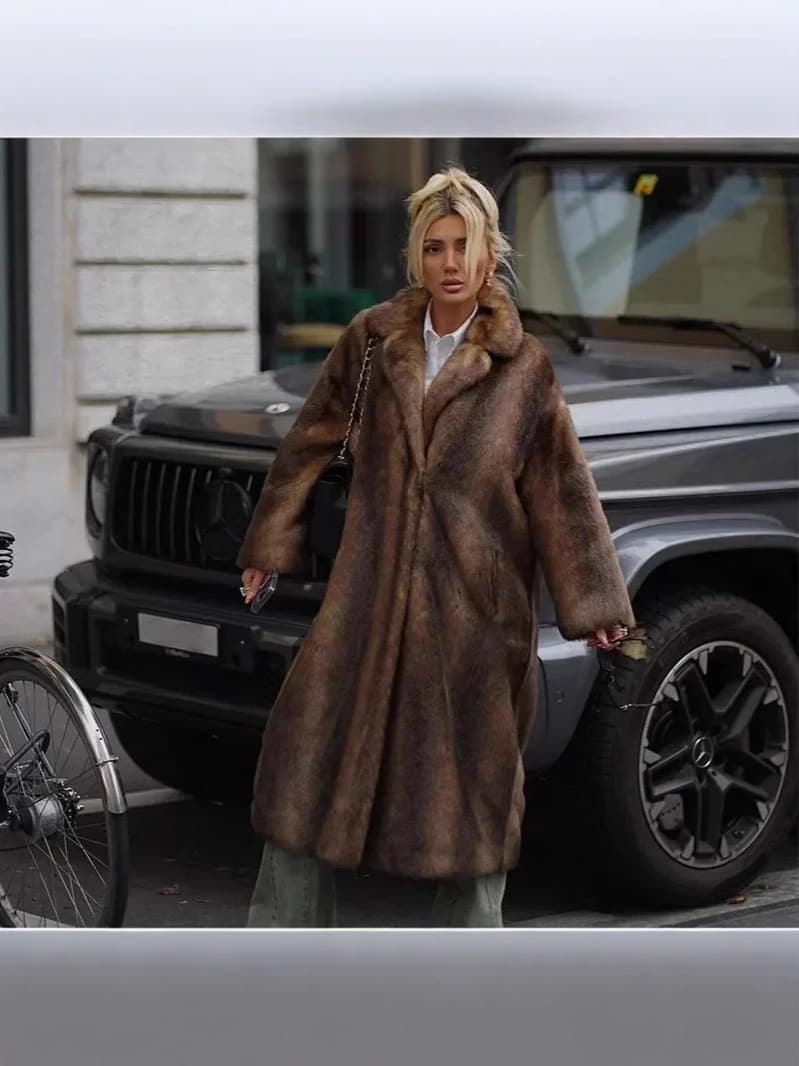2025 Autumn/Winter New European and American Cross-Border Long Coat Warm Outerwear Women's Coat Fur Coat X0011