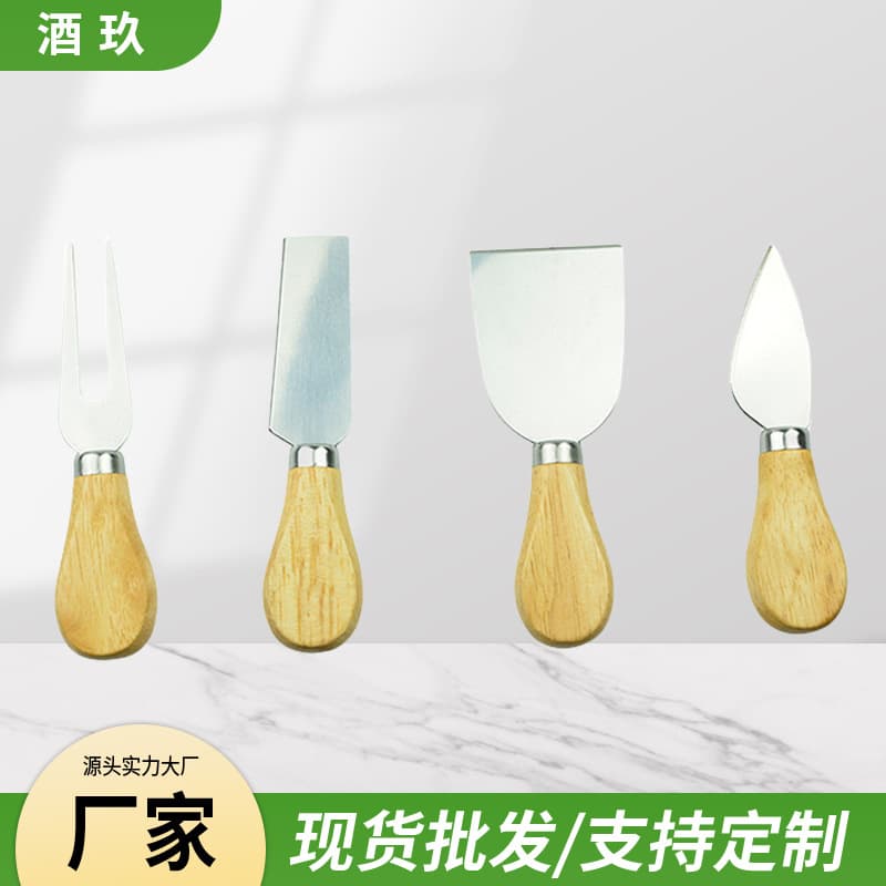 Stainless Steel Cheese Knife Cheese Baking Four Piece Pizza Knife Set Manufacturer Wholesale Oak Handle Cheese Knife Set