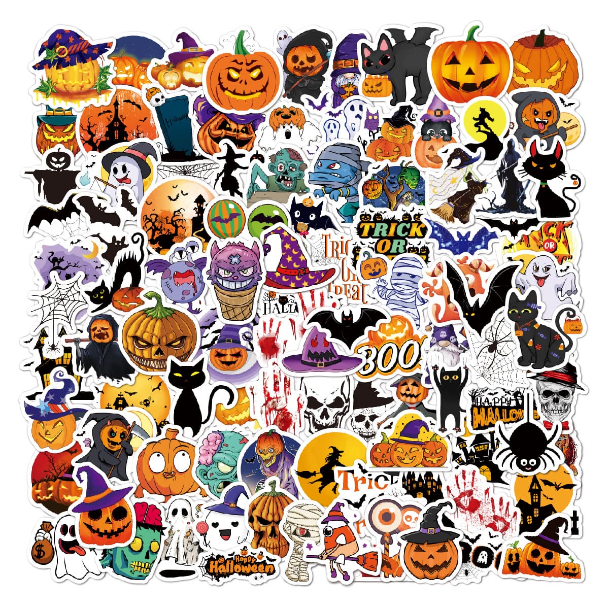 2026 Cross-border Halloween Stickers Cartoon Graffiti Suitcases Laptop Decorative Laser Halloween Stickers