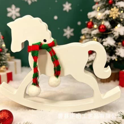 Cross-border Wooden Desktop Pony Ornament Christmas Party Decoration Creative Solid Wood Pony Decoration