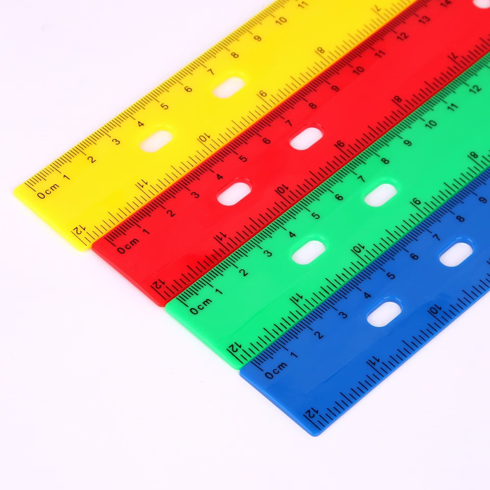 Cross-border 30CM Hole-Punched Ruler Six-Hole Ruler Transparent Solid Color Student Measuring Tool Wholesale Ready to Ship