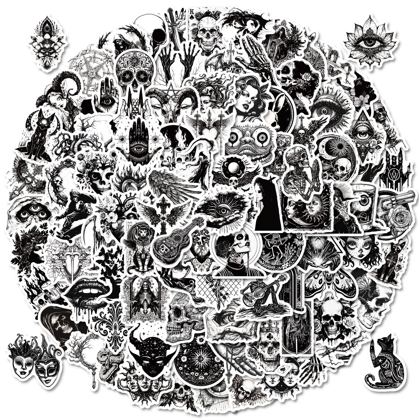 Cross-border Direct Sourcing [Certification CE.CPC] 100 Sheets Black and White Gothic Punk Style Graffiti Stickers Luggage Notebook