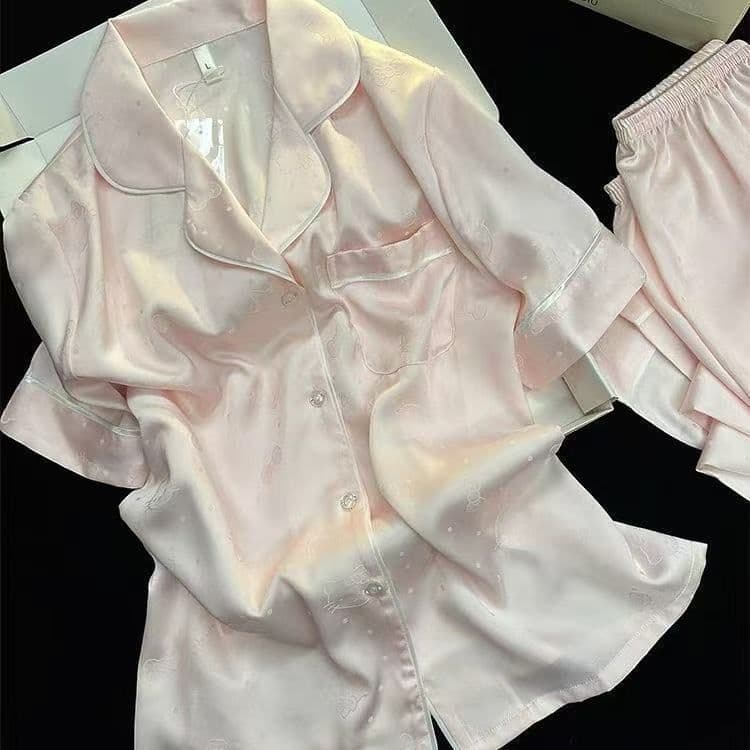 Pajamas Summer New Silk Sleepwear Women Simple Light Luxury Texture Sweet Ins Homewear Set Wholesale