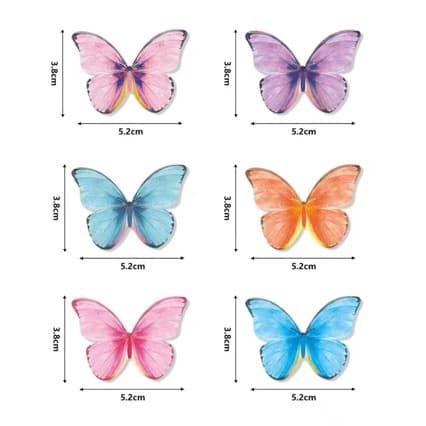Cake Decoration Rice Paper Colorful Butterflies Baking Dessert Decor Restaurant Plating Cocktail Glass Dessert Table Decor