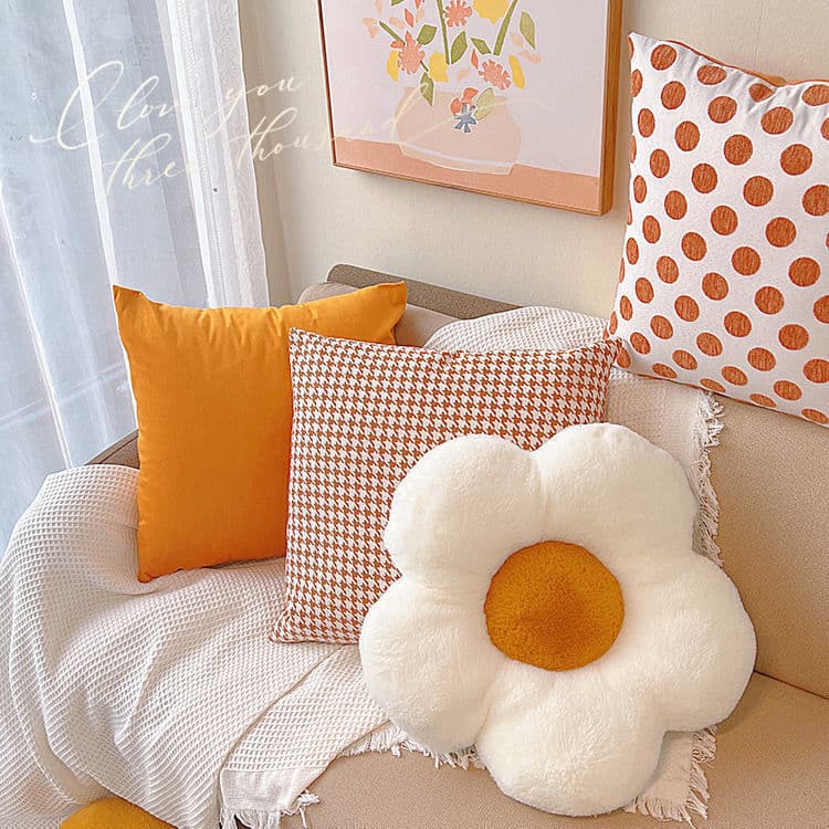 Sunflower Throw Pillow Cover for Sofa Living Room Flower Cushion Ins Bed Headrest Back Cushion Bay Window Houndstooth Pillow