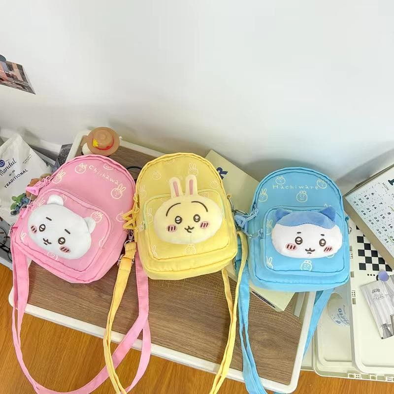 Cute Cartoon Jiyi Bear Embroidered Plush Bag Pain Bag Usa Xiaoqi Shoulder Crossbody Bag Transparent Backpack Wholesale