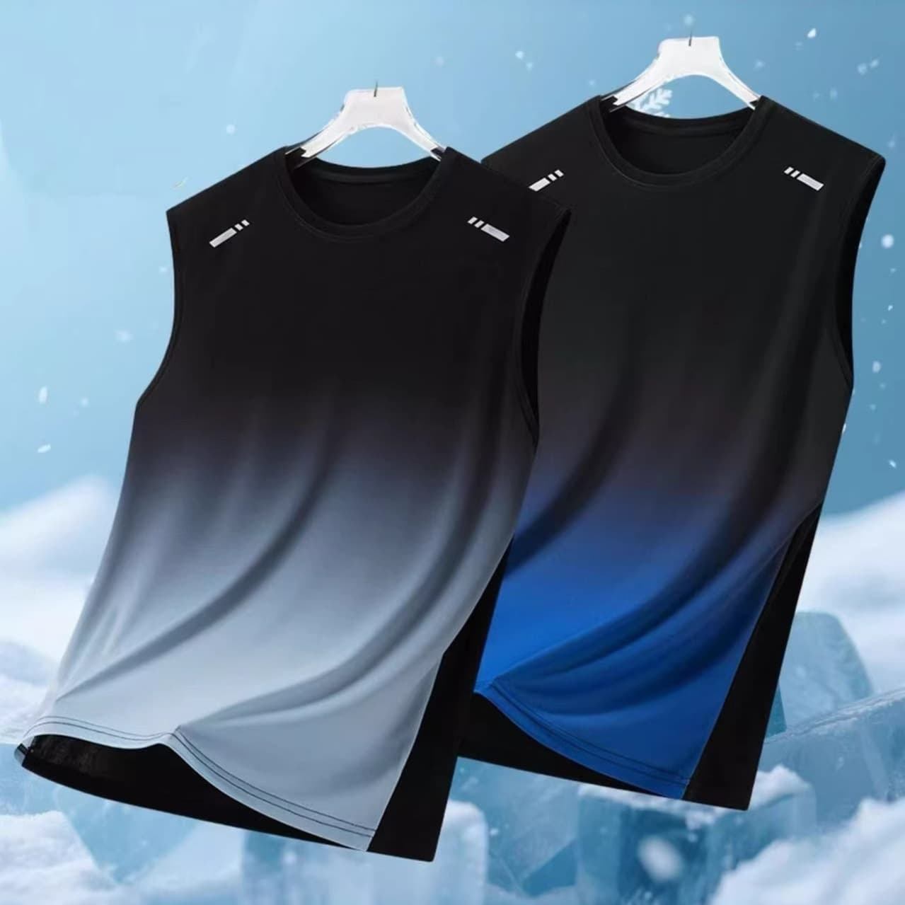 Cross-border foreign trade sports fashion fitness outdoor short-sleeved T-shirt men's sun protection summer thin breathable loose vest men's style
