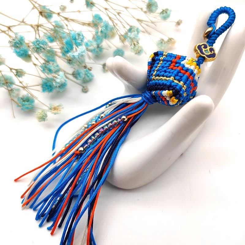 Dragon Boat Festival Mini Rice Dumpling Jade Thread Material Kit, Keychain Pendant, Chinese Knot Braiding DIY Material Kit
