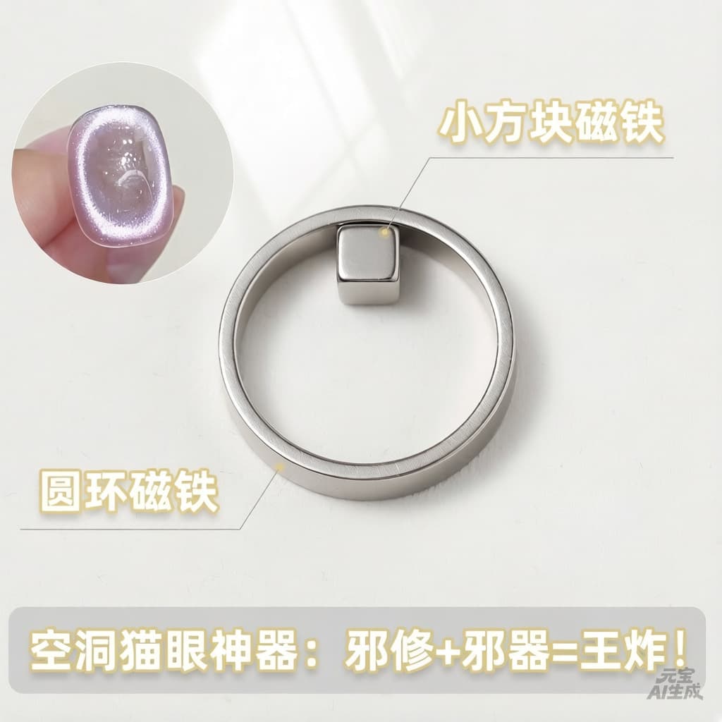 Manicure hole cat eye magnet superconducting magnetic nail polish glue iron-absorbing hole cat eye powerful magnet special tool
