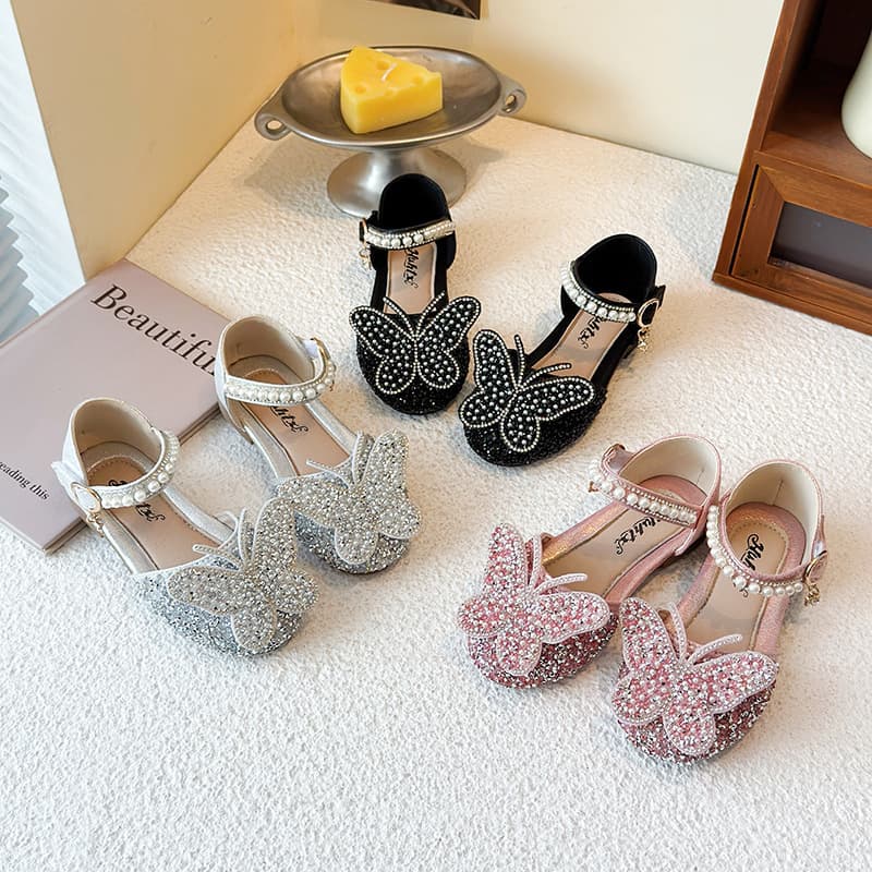 Girls' Princess Diamond Flat Leather Shoes Dance Performance Shoes 2026 Summer and Autumn New Style Elegant Girls' Baby Shoes