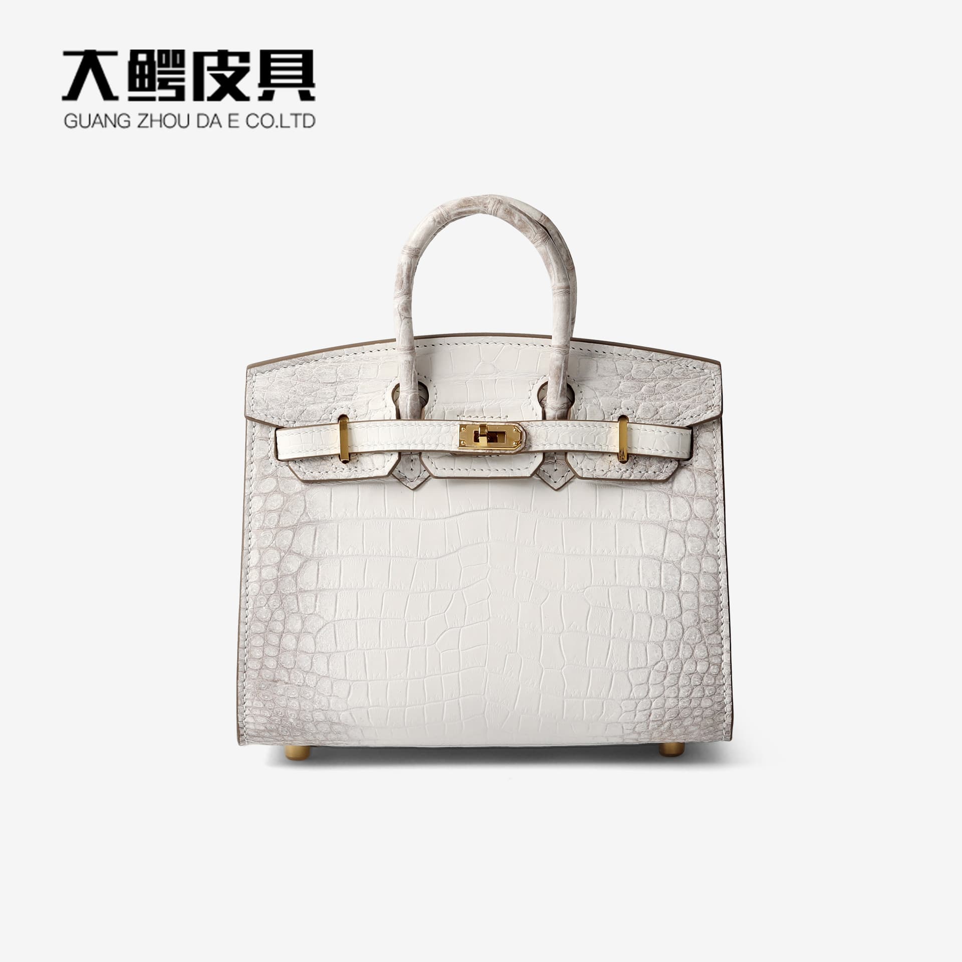 20cm outseam Siamese crocodile leather women's bag Himalaya genuine leather Birkin bag fashionable women's crossbody handbag