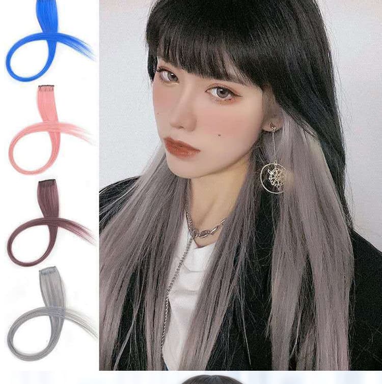 Colorful High Temperature Silk Hair Extension Piece Single Clip Straight Long Hair Styling Accessory For Women
