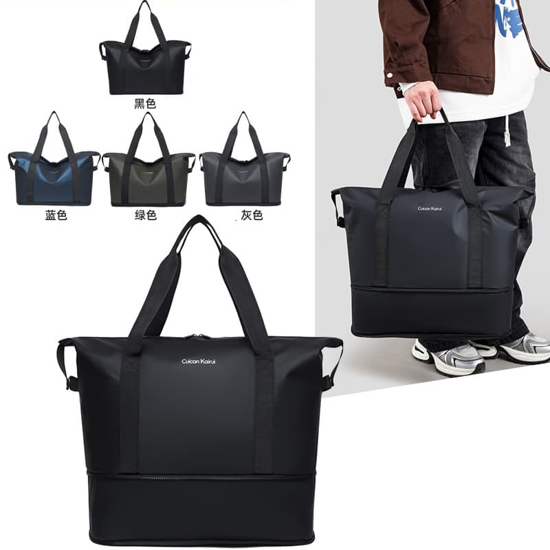 Large Capacity Short Trip Tote Lightweight Sports Gym Bag Expandable Luggage Bag Wet and Dry Separation Storage Bag