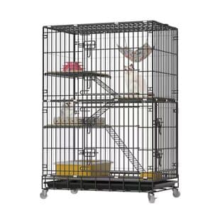 Cat Villa Elevated Multi-Layer Foldable Indoor Cat Cage, Specialized for Breeding, Easy to Store, Metal Iron Cat Cage