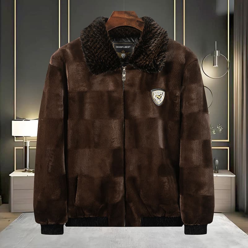 Winter Thickened Warm Mink Jacket New Style Faux Fur Men's Golden Mink Plush Handsome Coat Lapel Jacket Men's Wear