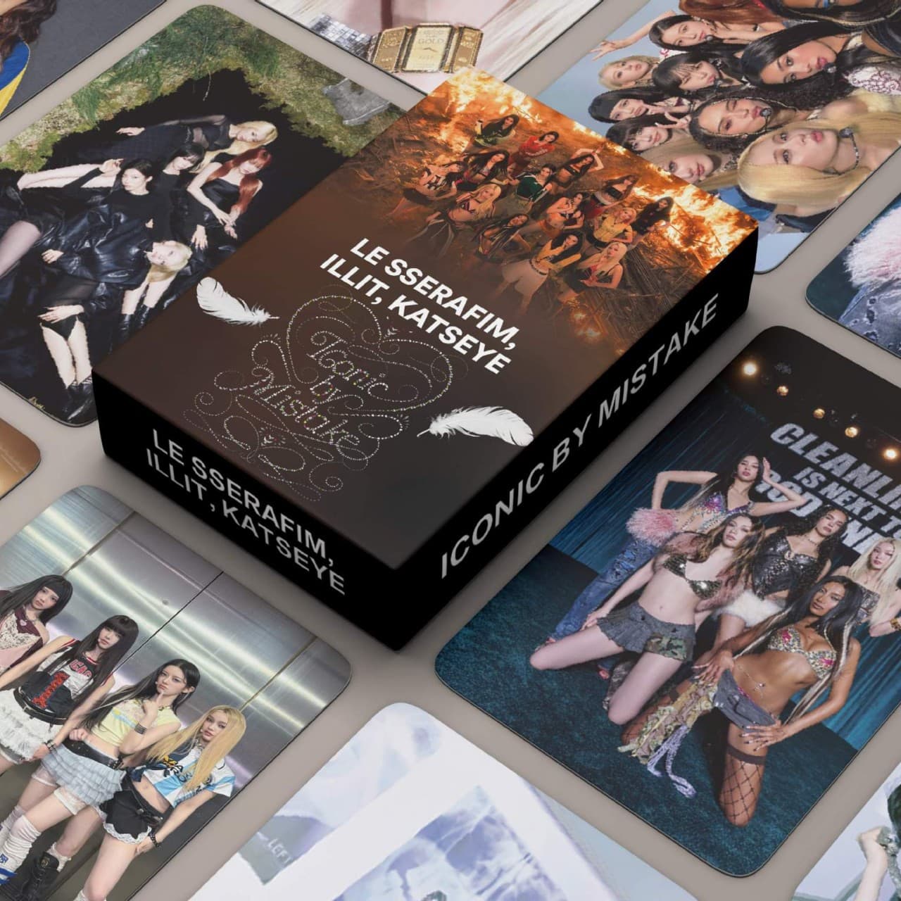 In Stock 55 Sheets KATSEYE ILLIT LESSERAFIM ICONIC BY MISTAKE Self-Printed Photocards