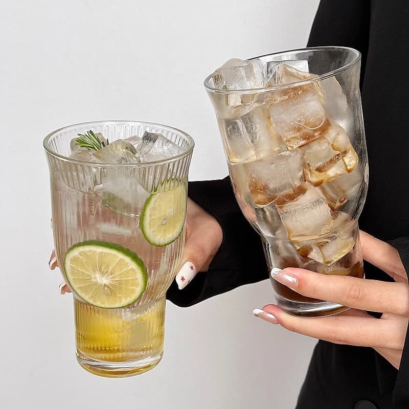 ins style vertical pattern juice glass drink coffee drink cup large capacity Luxembourg milk cup environmentally friendly