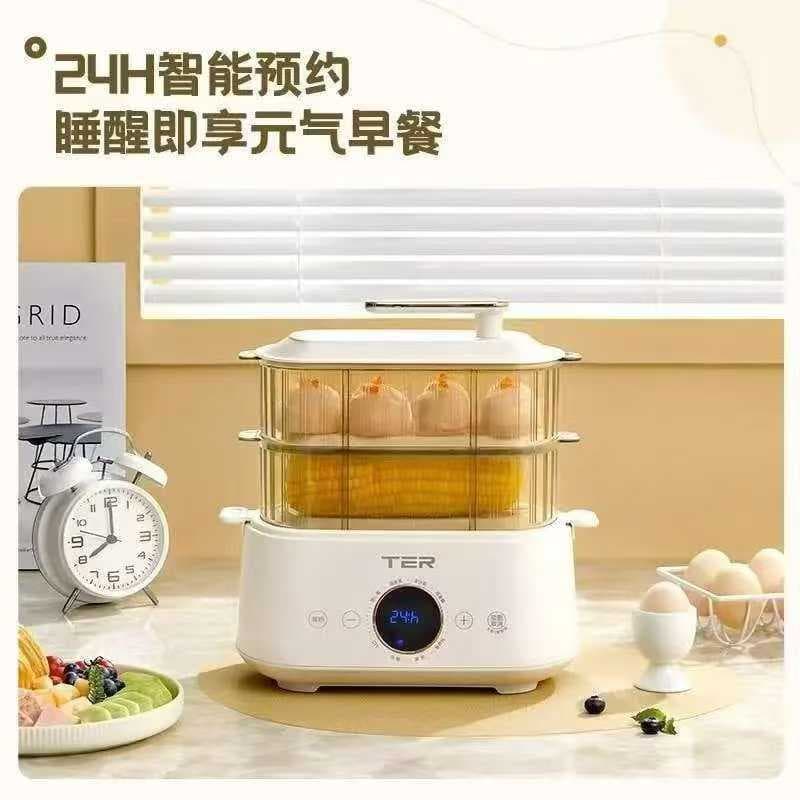 TER Multi-function Electric Steamer T-ZG08B, Household Breakfast Maker, 4.2L with 2 Steaming Cups, Business Member Gift Wholesale