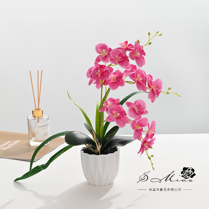 Artificial Phalaenopsis Orchid Bonsai with Three Branches, Simulation Flower Home Decoration Ornament, Photography Prop, Fake Plant Bonsai