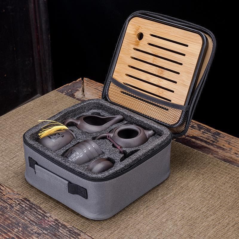 Creative Purple Clay Travel Kung Fu Tea Set Portable Storage One Pot Four Cups Company Event Complete Set Gift LOGO