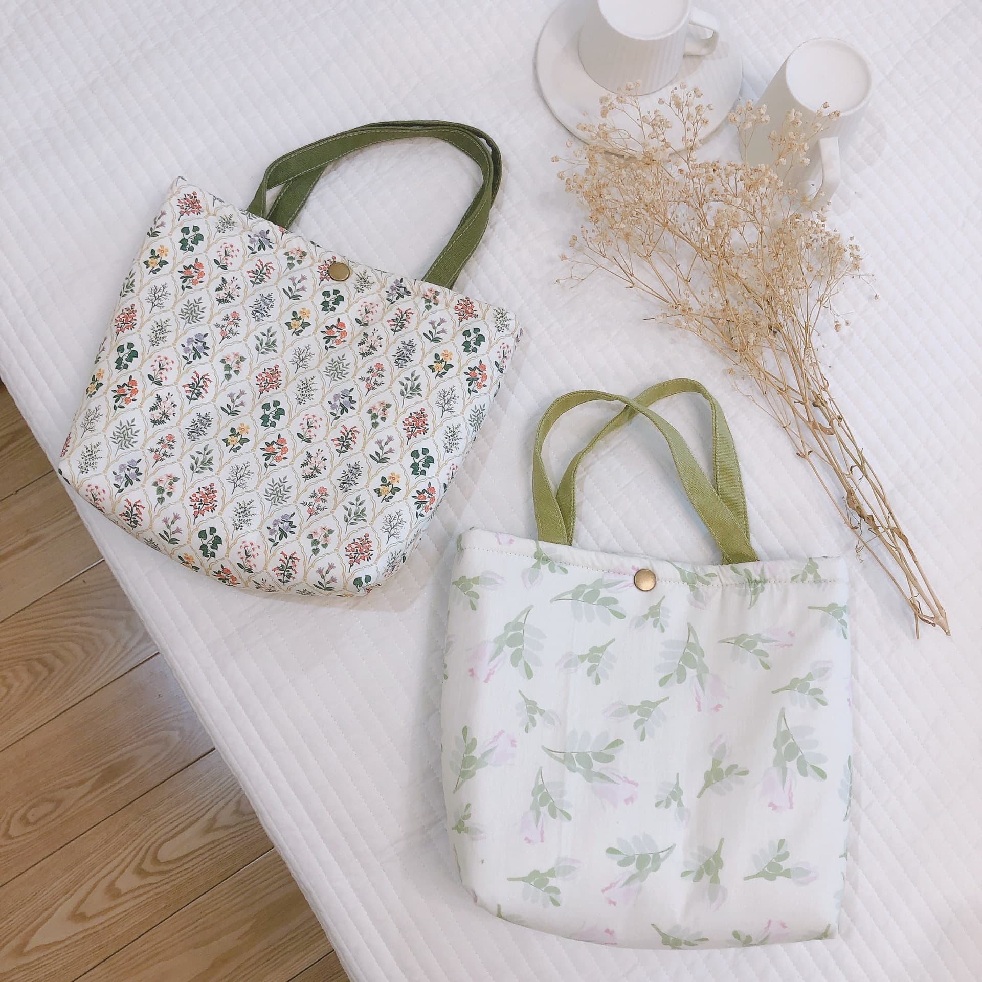 Suxibu Bag Fresh Floral Cotton Bento Bag Thickened Aluminum Foil Shockproof Handheld Small Cloth Bag Mommy Bag