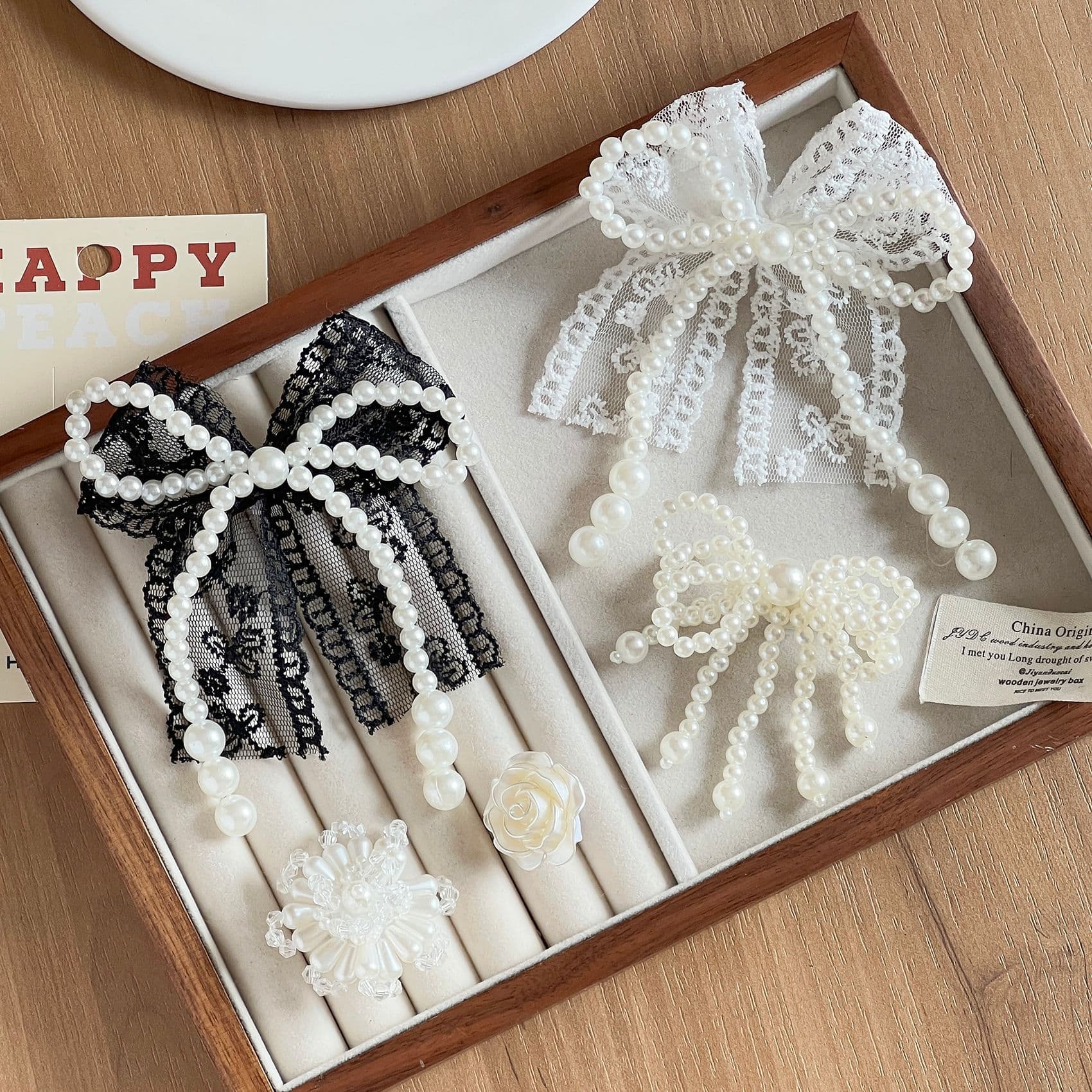 Lace Pearl Bow Shoelace Charms Autumn Winter Girl Dance Shoe Charms German Training Kangaroo Shoe DIY Decorative Charms