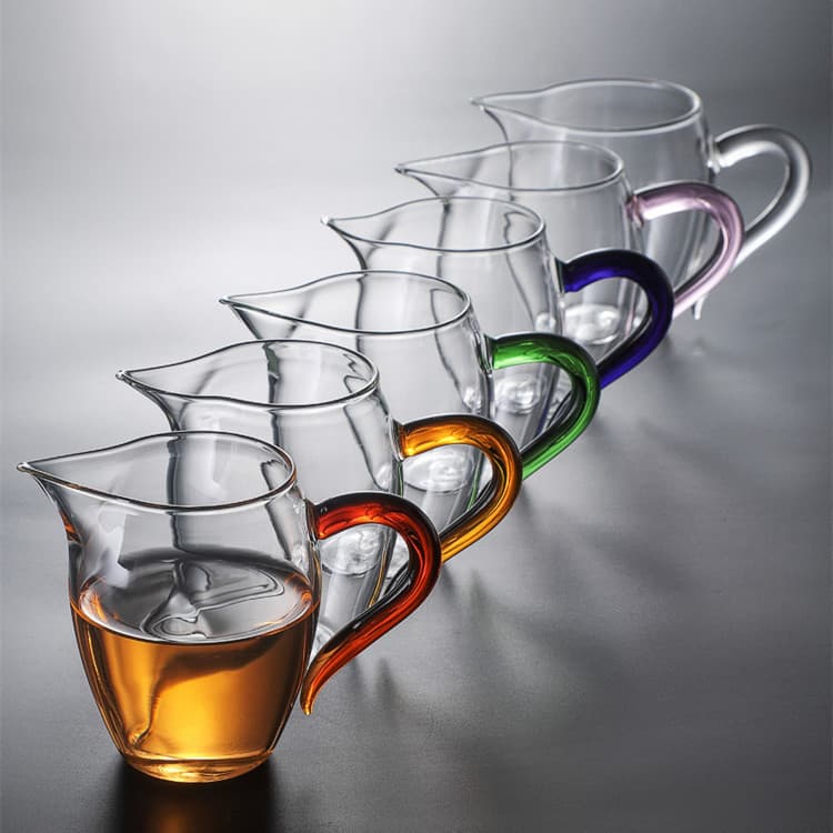 Glass Tea Pitcher with Handle, Large Borosilicate Gongfu Tea Set Fair Cup, Borosilicate Glass Serving Pitcher