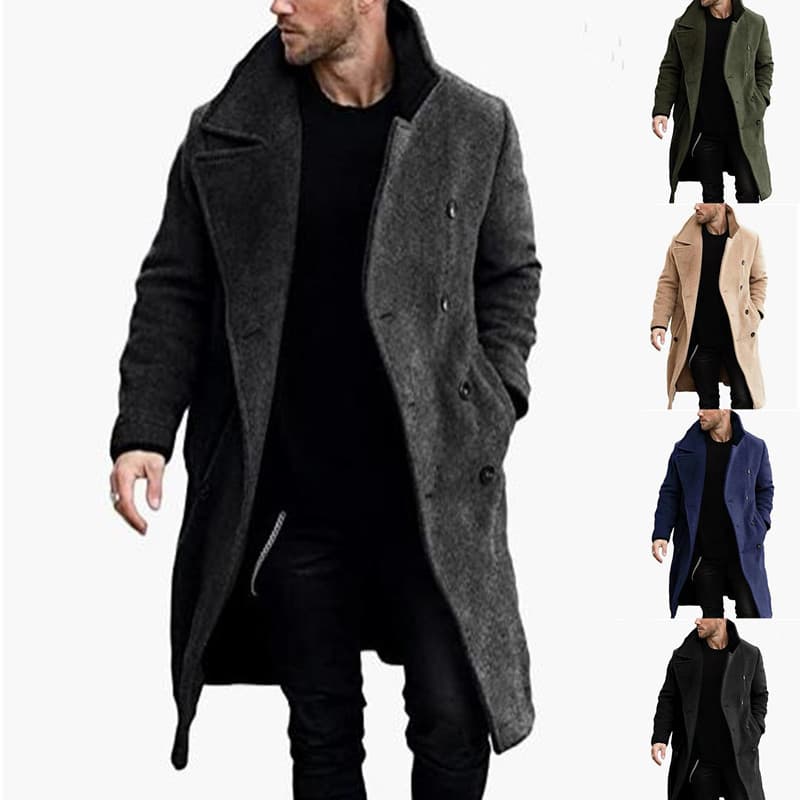 Spot new products 2023 independent station woolen coat men's thickened coat Amazon hot-selling woolen windbreaker wish