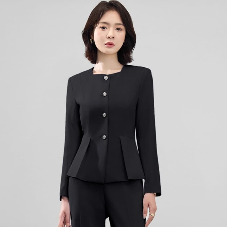Sweet and Professional OL Blazer Long-Sleeve Suit Jacket for Women Formal Business Wear Meeting Office Attire