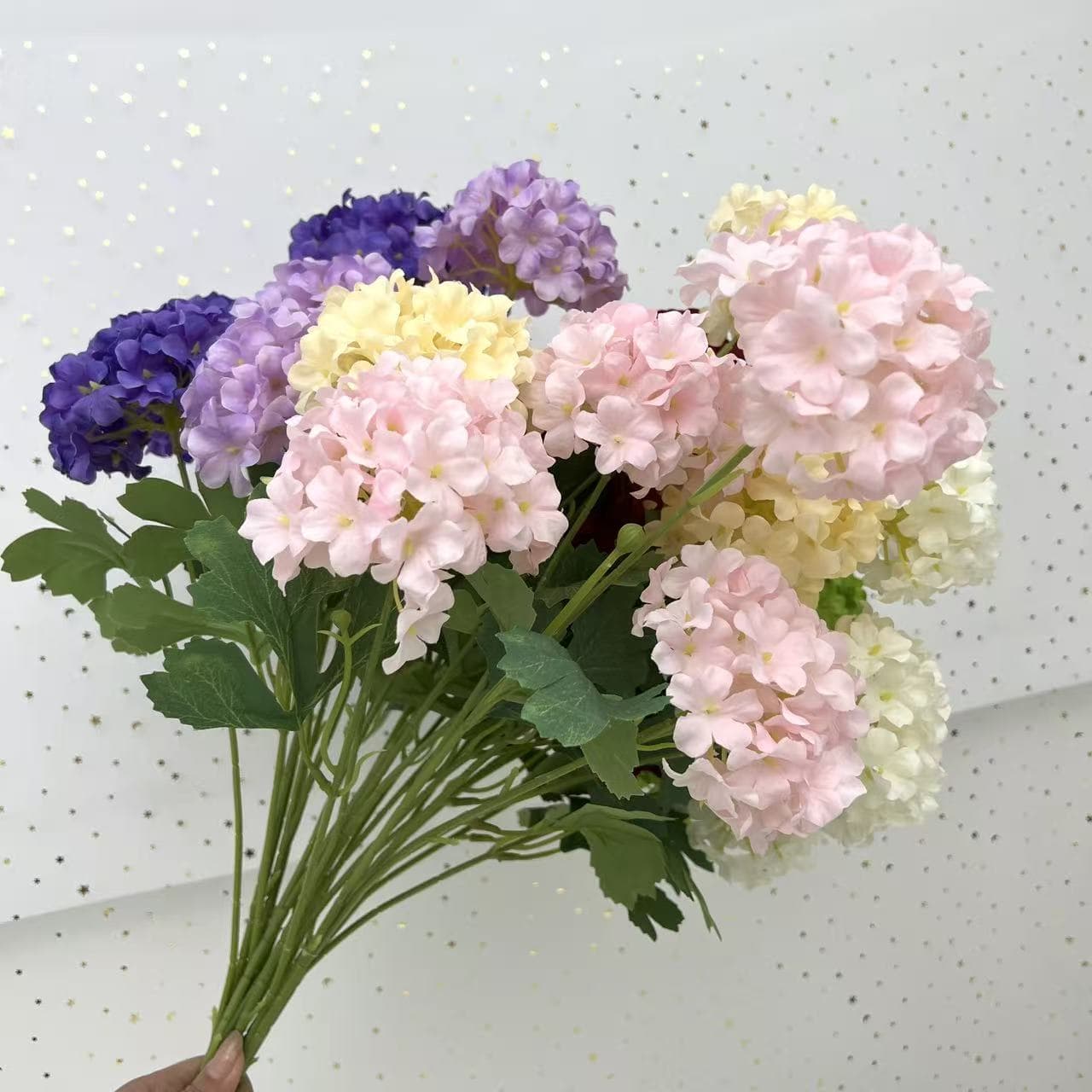 High-quality 4-head wooden hydrangea artificial flower wedding scene layout outdoor landscaping home decoration artificial flowers wholesale