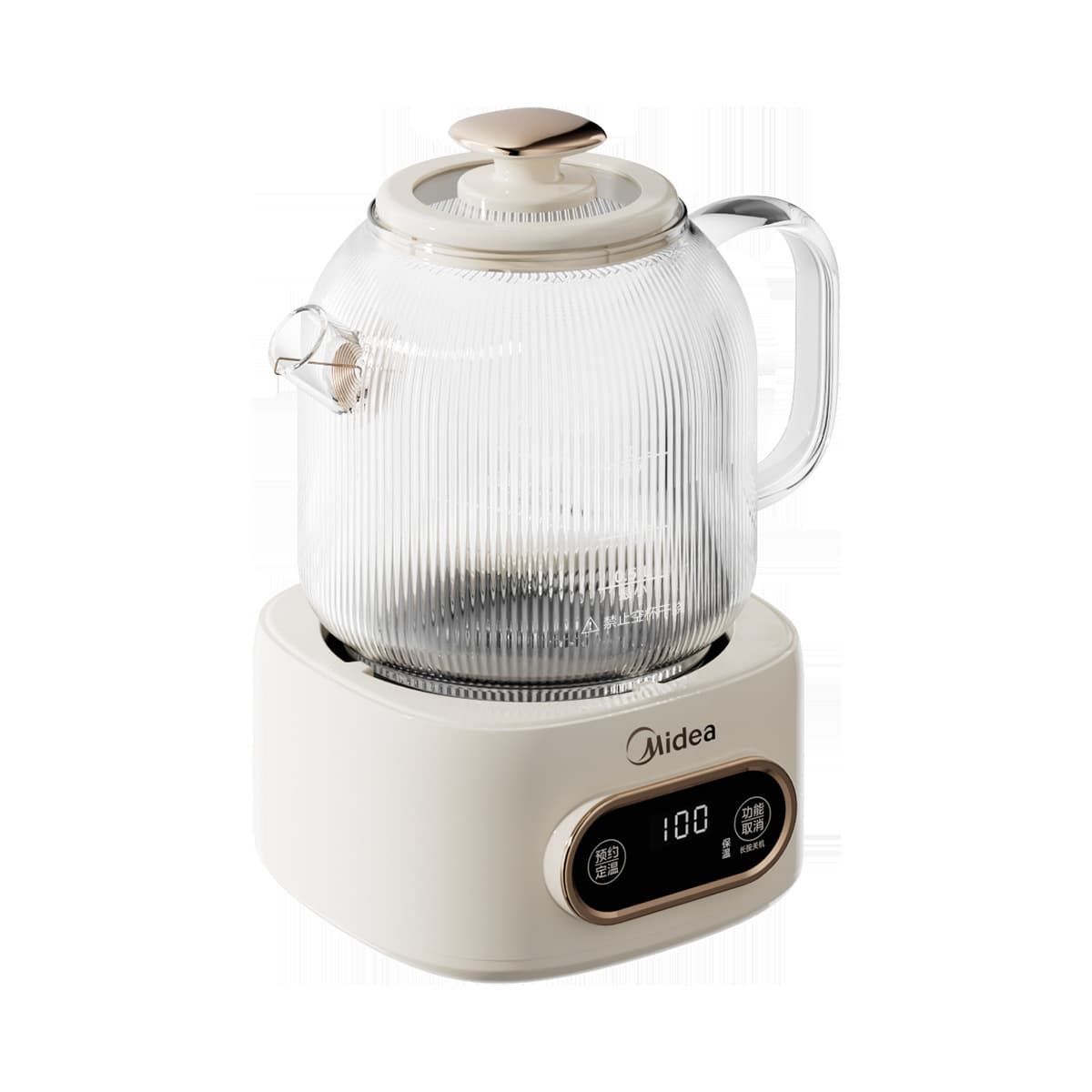 Midea YS10B101 Glass Health Pot, Household Multifunctional Small Kettle for Boiling Water, Flower Tea, Genuine Product Included