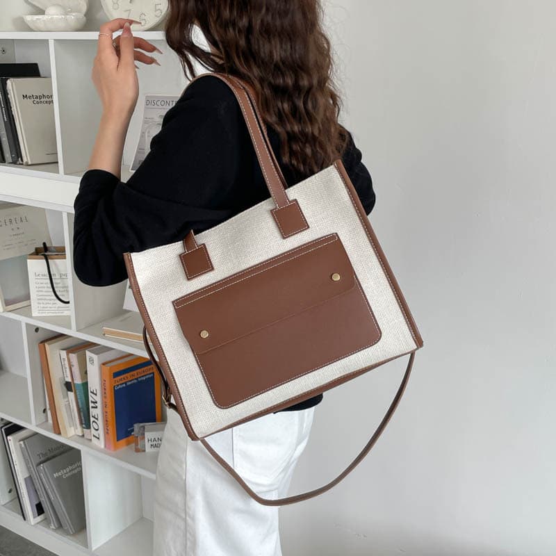 2026 Spring New Style, Contrast Color, High Value, Fashionable, Simple, Versatile, Large Capacity, One Shoulder, Crossbody, Cross-Border