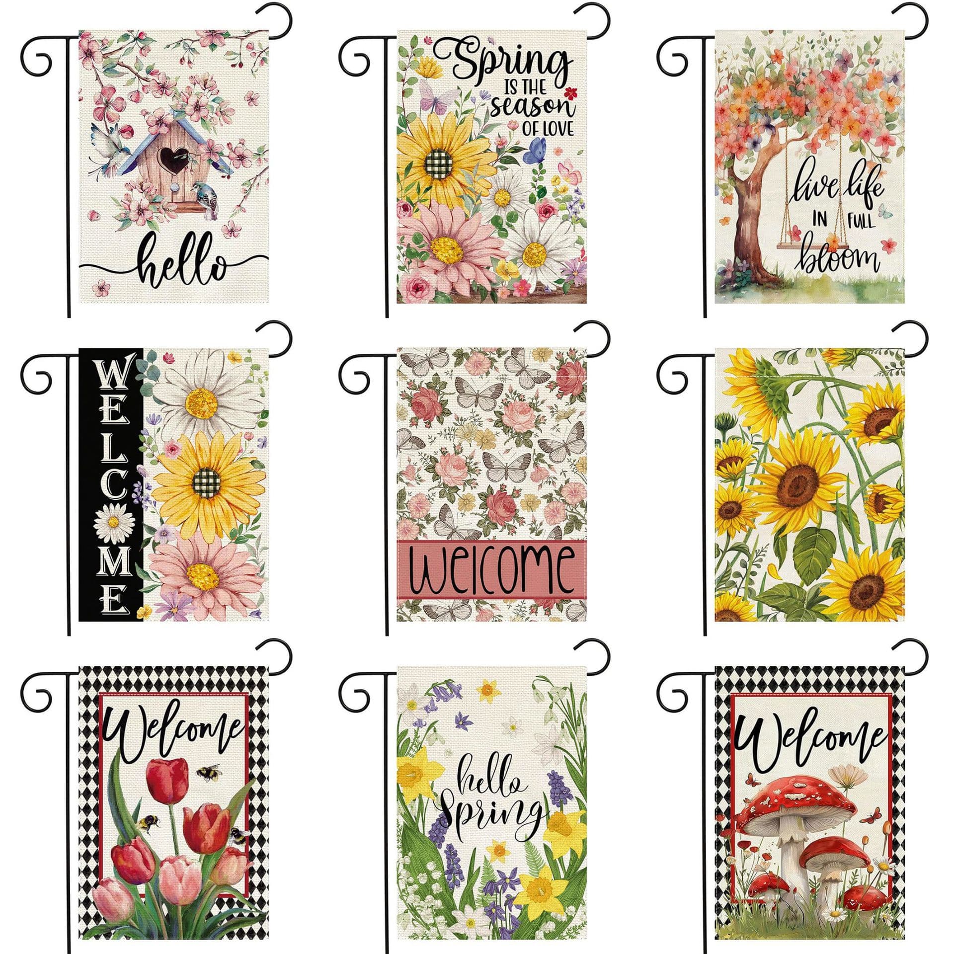 Spring/Summer Garden Flags - Hot Selling Cross-Border Daisy Floral Outdoor Decoration Linen Double-Sided Garden Flags - Factory Direct Sales