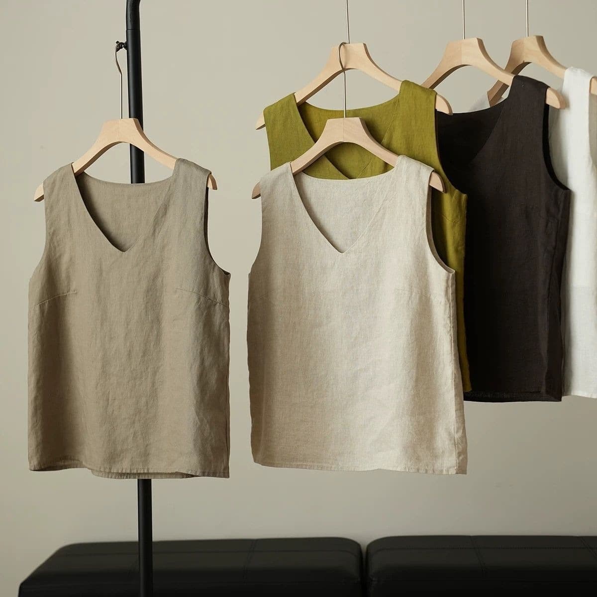 Cotton V-Neck Loose Camisole for Women, Plus Size Summer Inner Wear Outerwear Sleeveless Cotton Linen Vest Top