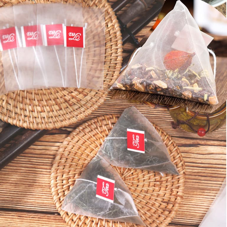 Nylon Triangle Tea Bags Disposable Empty Tea Flower Tea Heat Seal Filter Bag 100-Piece Tea Bag for Brewing Tea