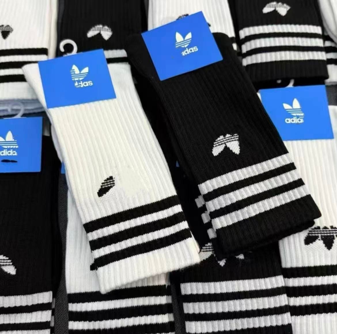 Clover socks AD classic three stripes black and white towel bottom mid-high men's and women's sports socks pure cotton foreign trade wholesale