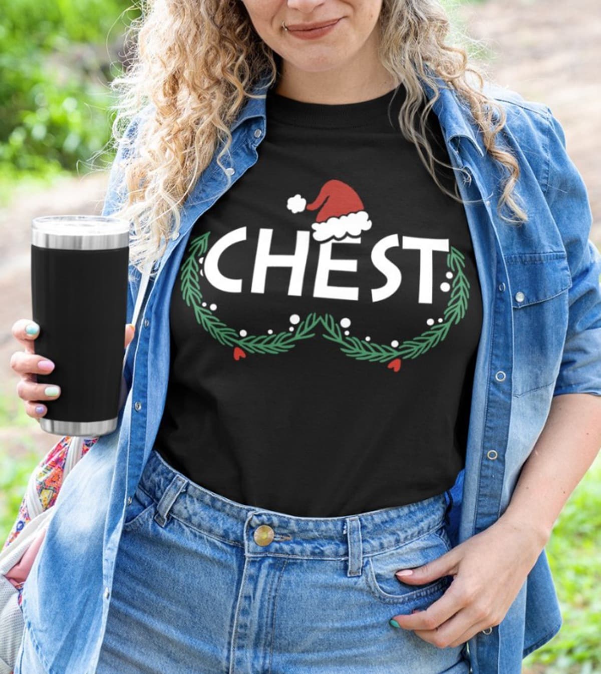 Cross-border independent station gold-threaded bust matching couple shirt T-shirt short-sleeve Christmas T-shirt women's wear European and American style