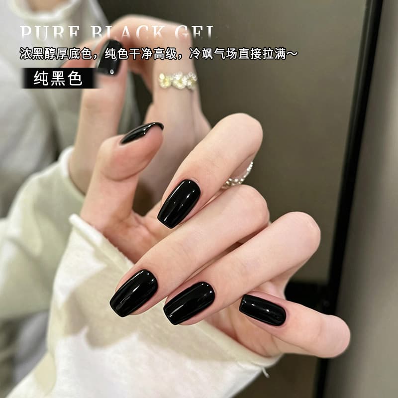 Internet celebrity pure black nail polish glue 2026 new leveling traceless long-lasting pure black light therapy glue for nail salons