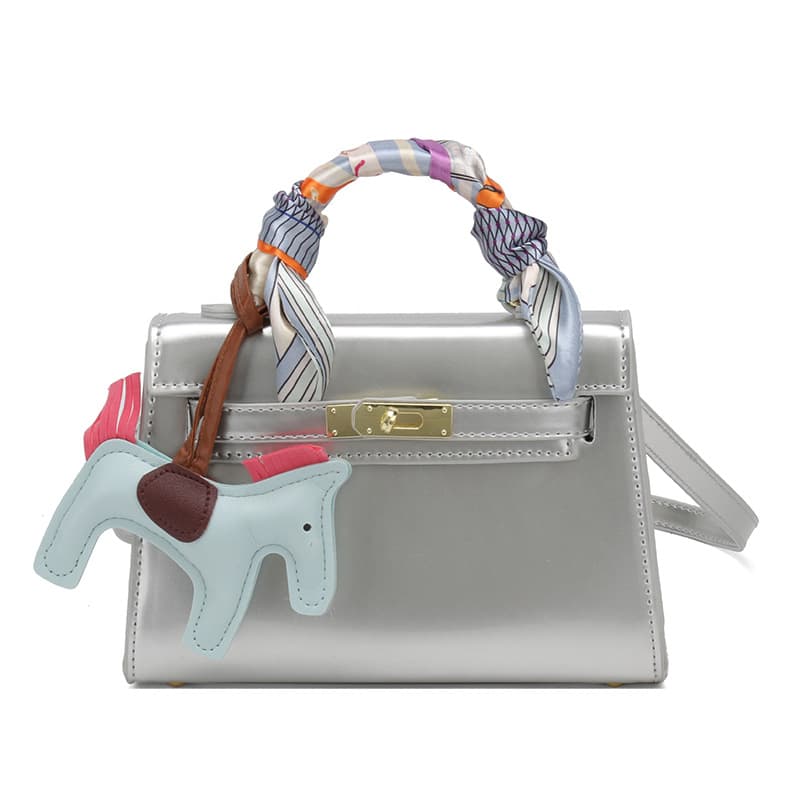 Strictly Selected New Small Shoulder Bag Korean Style Casual Patent Leather Handbag Women's Commute Versatile Bag with Small Horse Charm