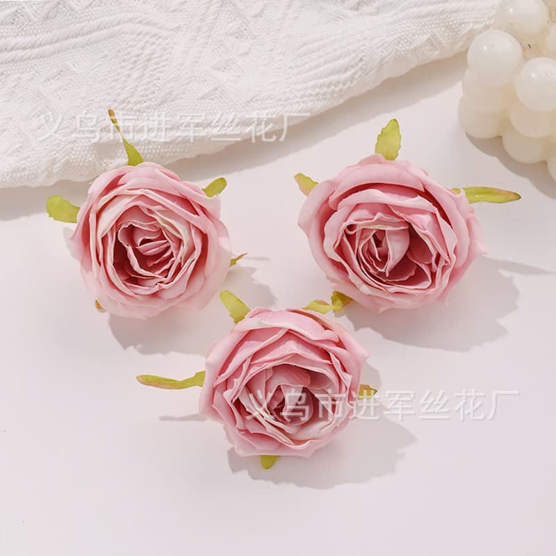 Vintage-Style Simulated Burnt-Edge Rose Artificial Flower DIY Handmade Flower Head Wedding Bouquet Home Decoration New