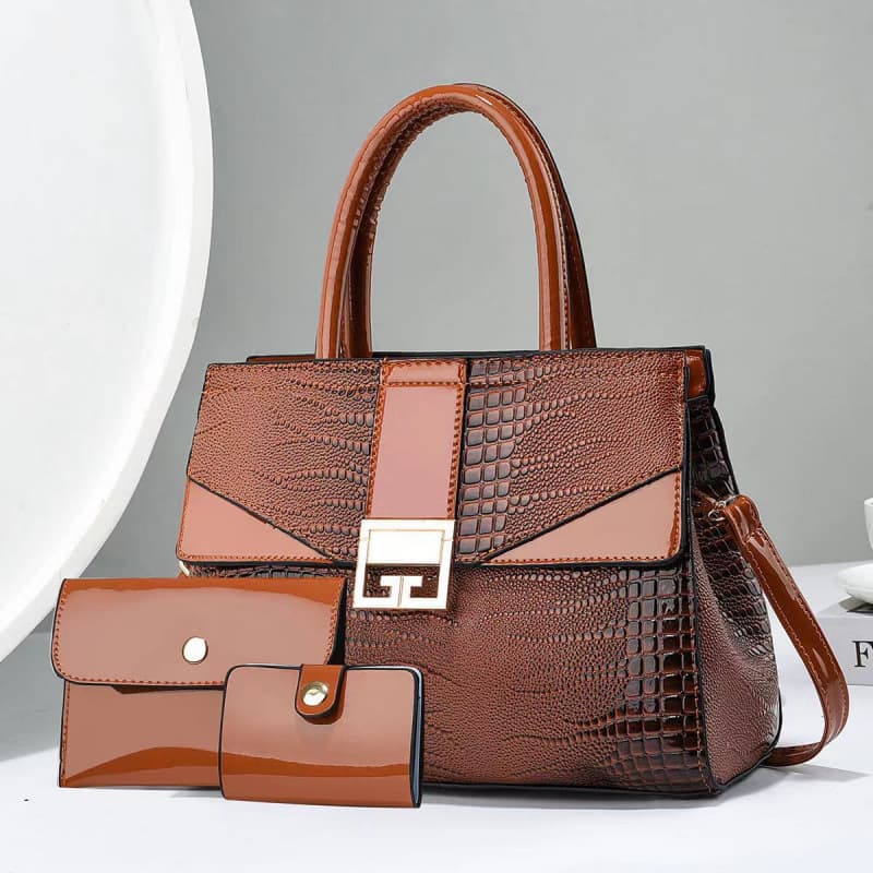 Stone pattern handbag, mother-in-law bag, three-piece set, elegant and stylish women's bag, shoulder bag, cross-border foreign trade bags