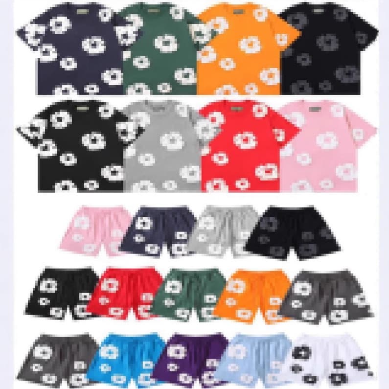 2025 New Cross-Border Denim Tears Kapok Short Sleeve T-Shirt and Shorts Set Trendy Brand In Stock T-Shirt Shorts