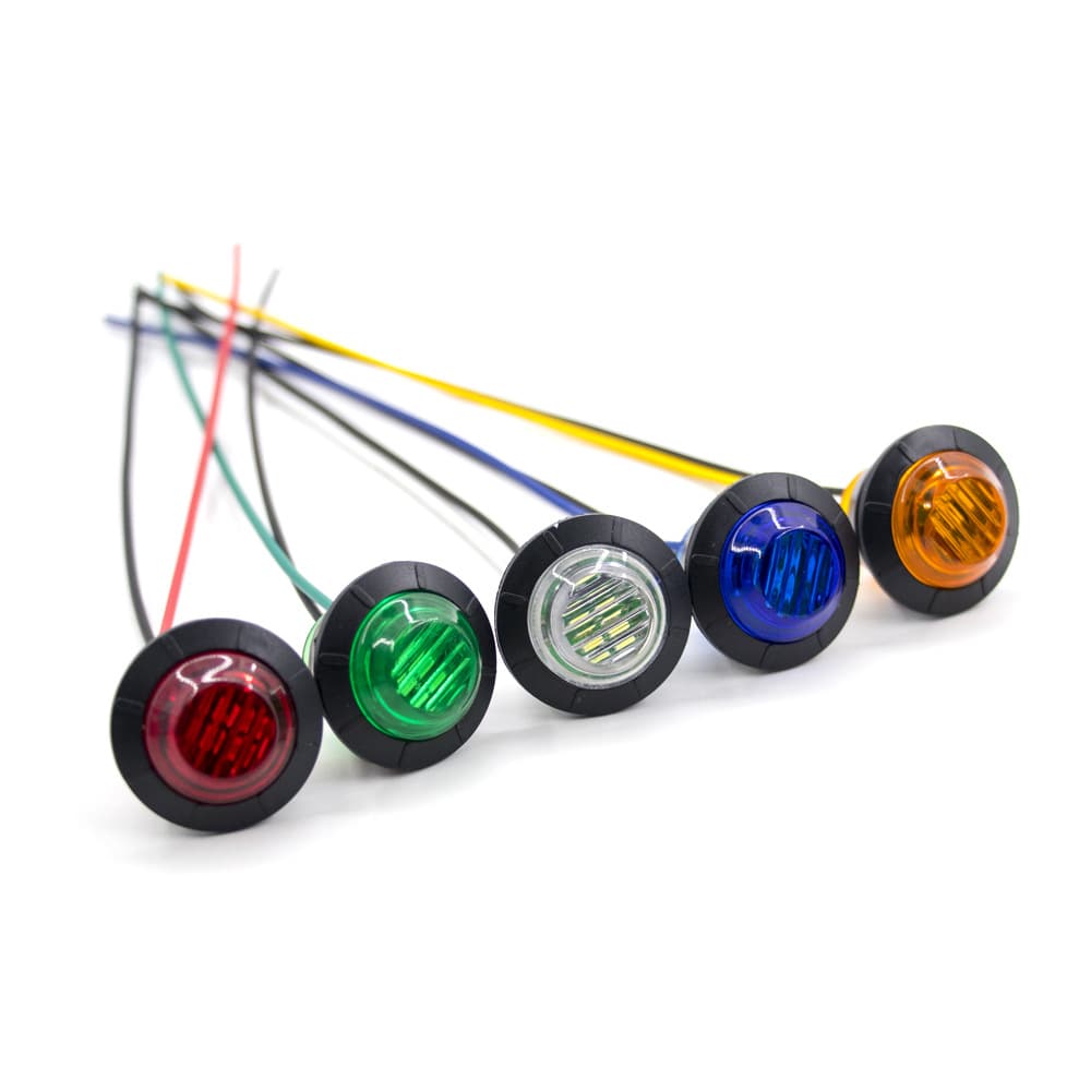 Waterproof LED Wide Beam Lights 12V 24V Truck Side Signal Lights 3/4 Inch round Plastic Truck Lamp for Universal Voltage
