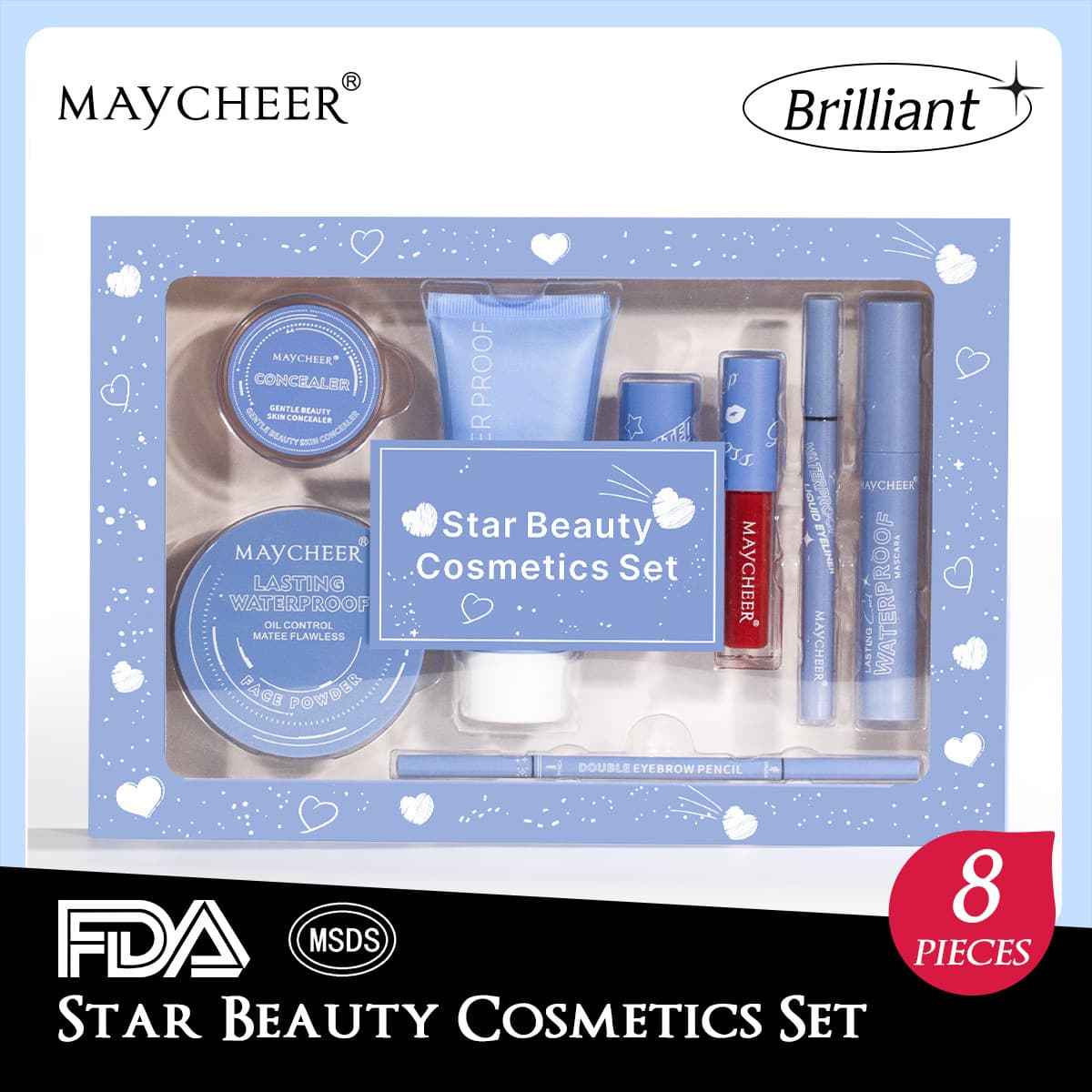 Cross-border Trade Makeup Set Mascara Powder Lipstick Eyebrow Pencil Valentine's Day Gift Heart-shaped Beauty Kit